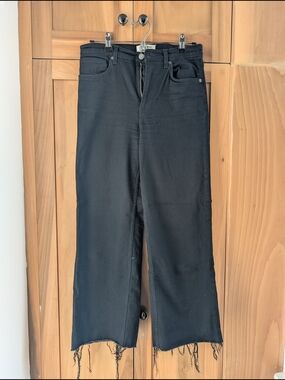 Reformation Black Wide-Leg Jeans with Frayed Hem
